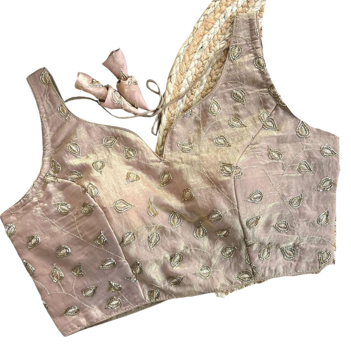 panday cloths Heavy Pure Fendy Silk Readymade Blouse 38 Size Alterable Upto 40 Inch Padded Structured Fit Back Open Style Handmade Hooks Embroidered Motif Pattern Sleeves Inside 12 Inch Stitch-picture-30