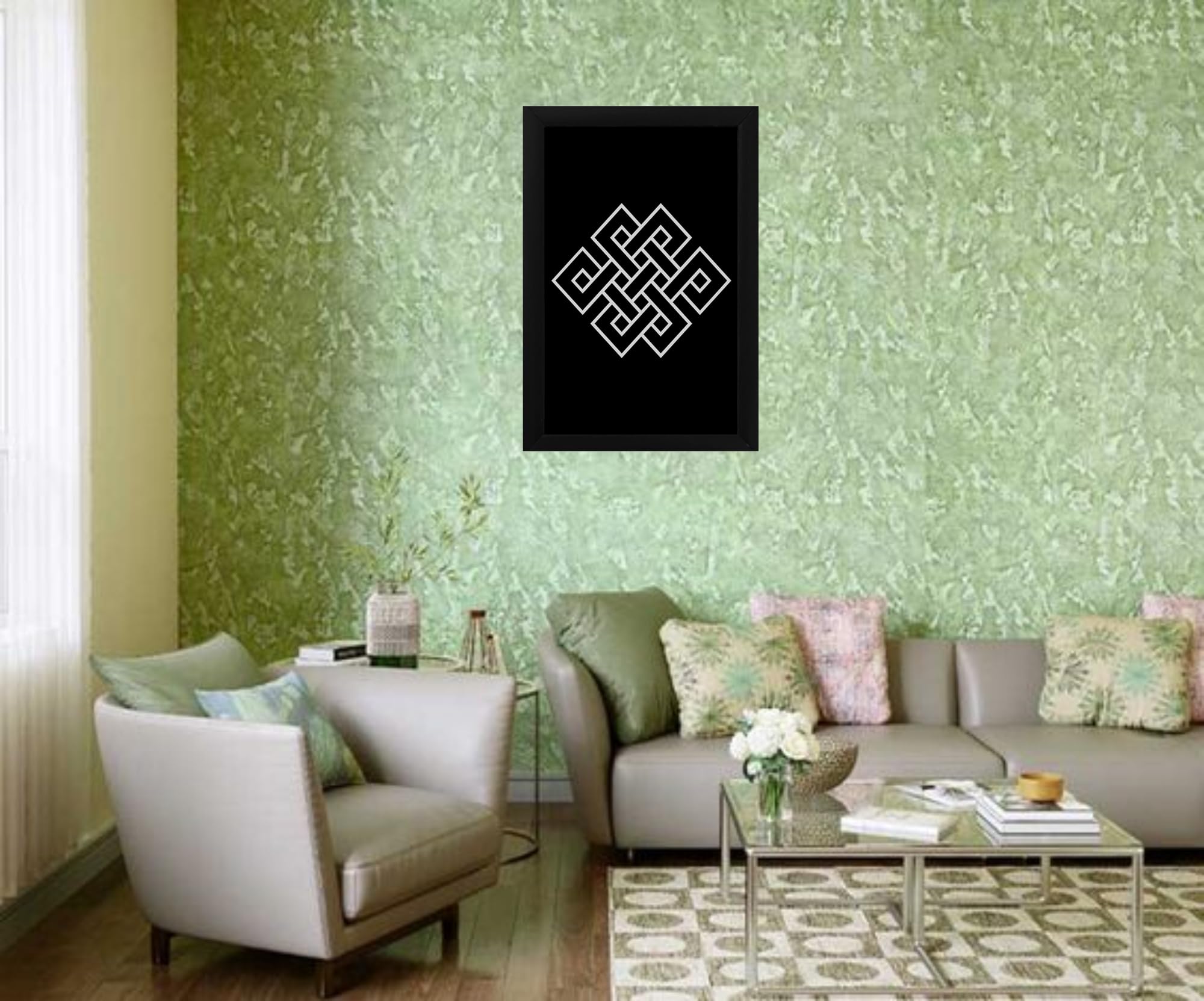Dharohar Endless Knot Vastu Frame | Vastu Feng Shui Poster Frame for Living Room | Painting for Wall Decoration Home/Office | Positive energy Wall Art Vastu Poster (17x11 Inches Approx)-image-47