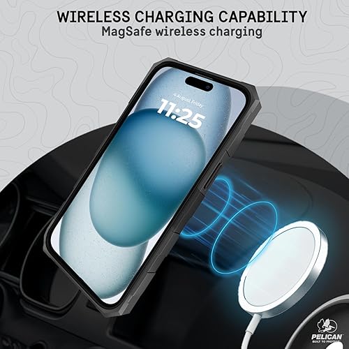 Miniatura 6 de Pelican Shield Series - Funda para iPhone 15 de 6.1 pulgadas compatible con MagSafe protección contra caídas de grado militar de 21 pies Funda