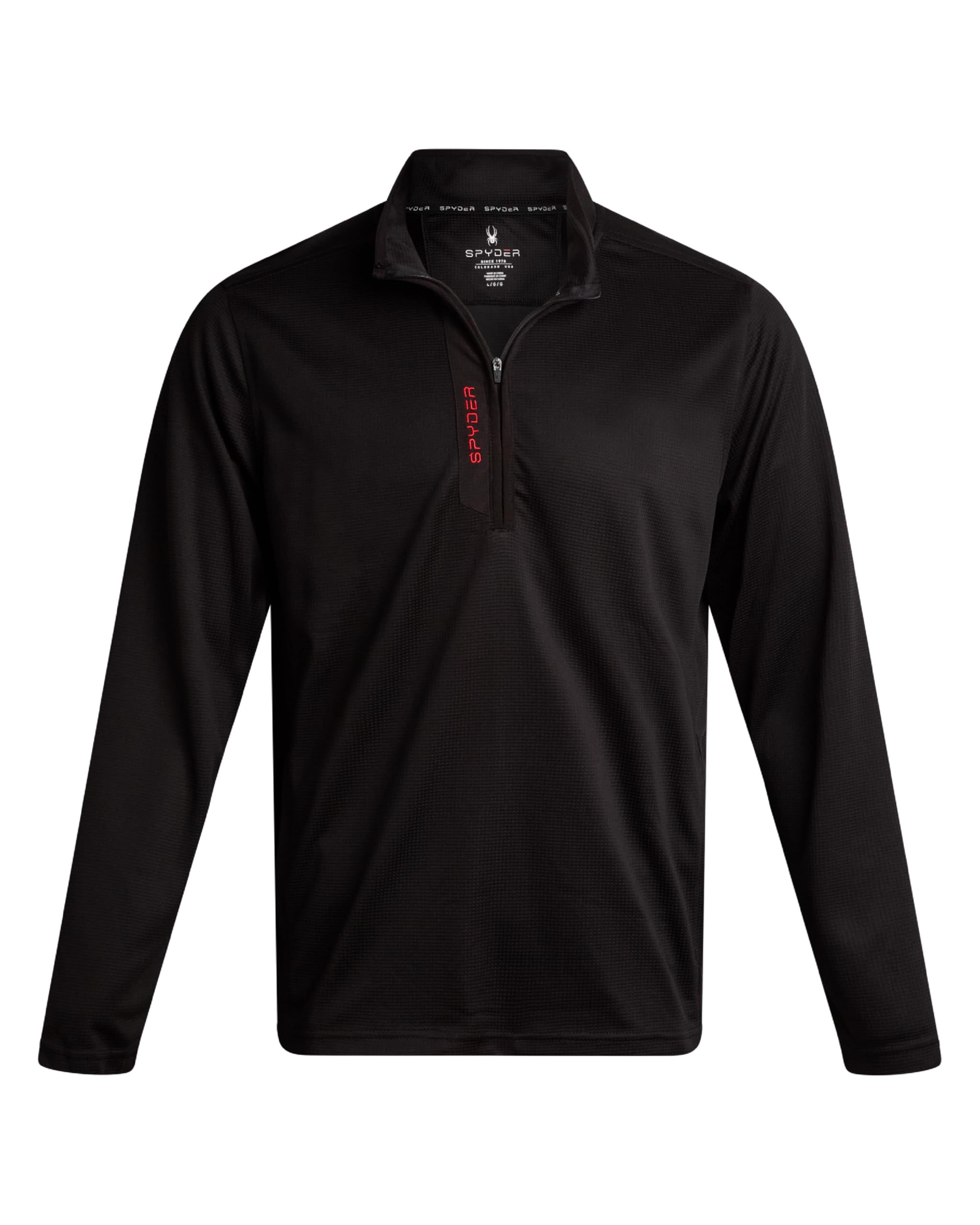 Spyder Mens Quarter Zip Pullover - Lightweight Fleece Quarter Zip Mens Pullover UPF 30 Athletic Moisture Wicking Sweatshirt, Black, S