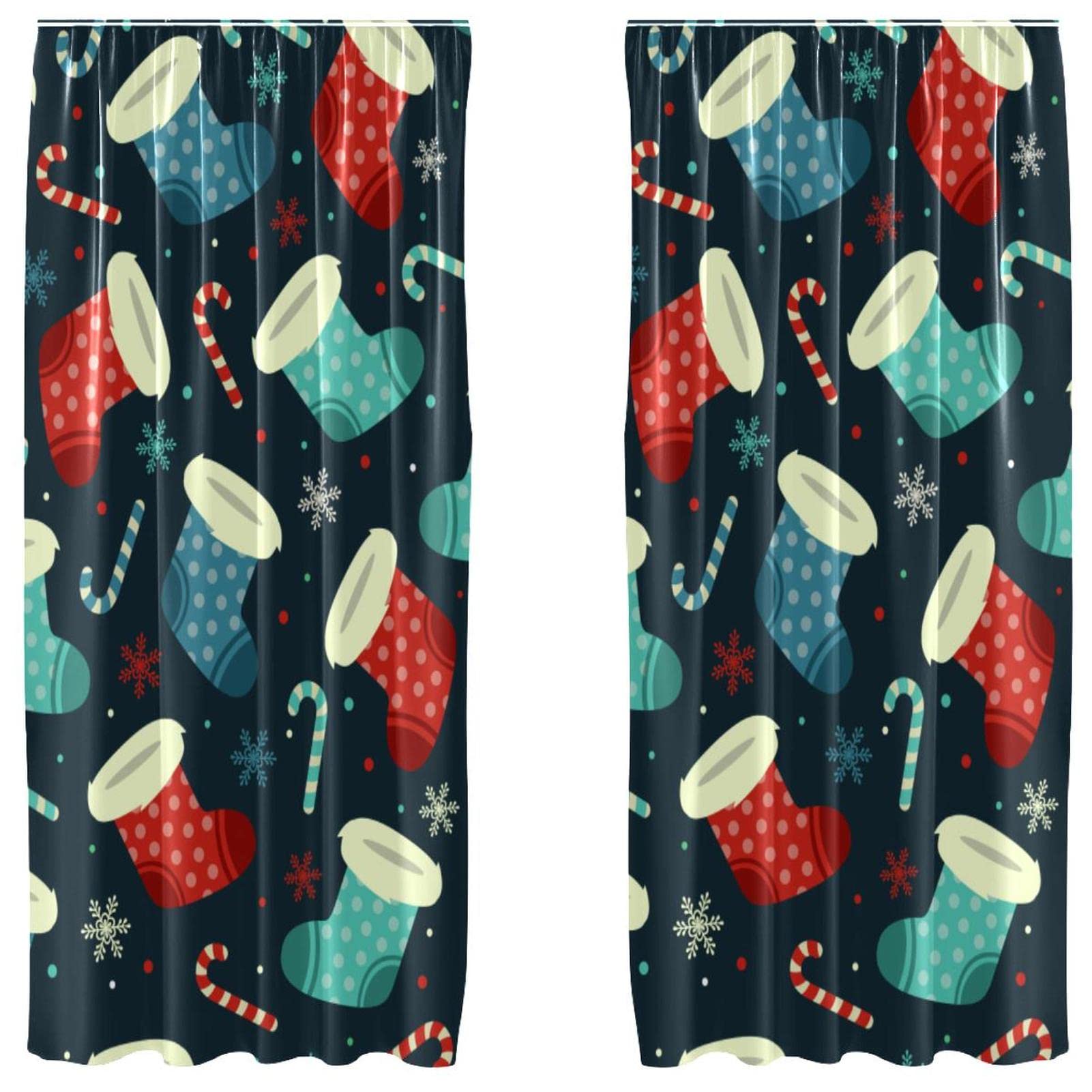 Cortinas opacas navideñas estampadas de microfibra 2 paneles decorativos 55x84