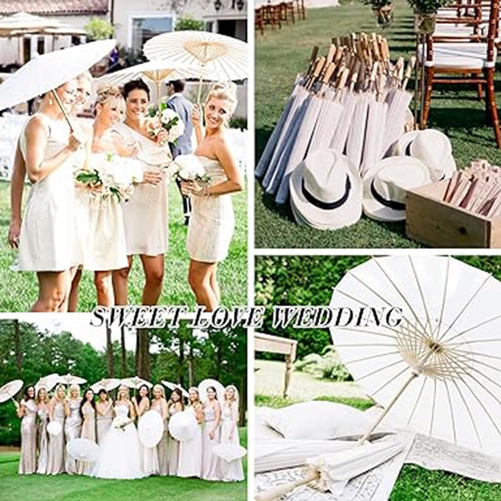 10 Stück Papier-Sonnenschirme für Hochzeiten, Geschenke, Bambus-Schirme für Brautparty-Mittelstücke, Foto-Requisiten, 59,4 cm