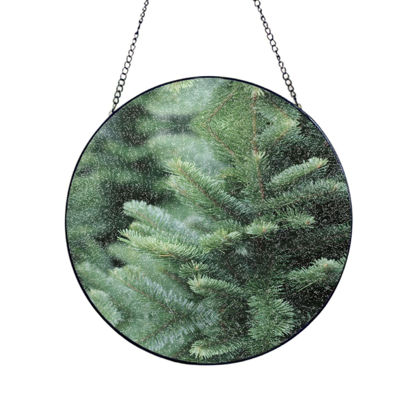 Poezjzw Stained Glass Window Hanging - Tree Pine Leaves Sun Catcher For Door Garden Home Decor Christmas Mother'S Day Birthday Gifts 8in（20cm）