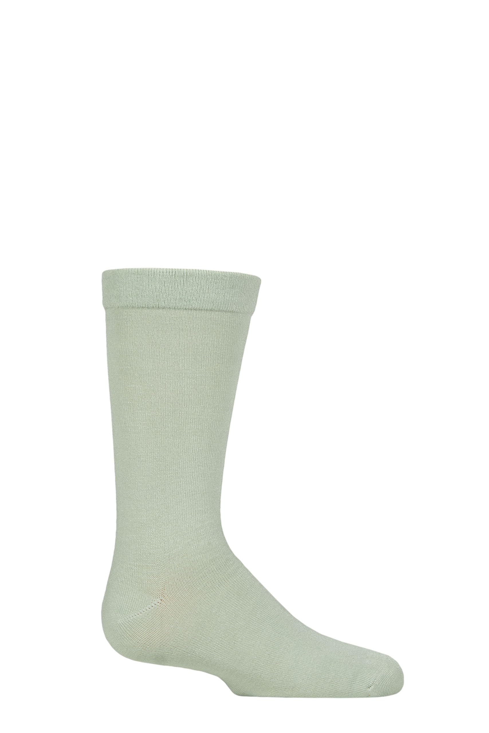 Sockshop Boys Sage Kids’ Bamboo Socks With Comfort Cuff And Hand Linked Toes, Plain Bright Solid Striped Colours, Soft And Breathable, 1 Pair Pack 4-5.5