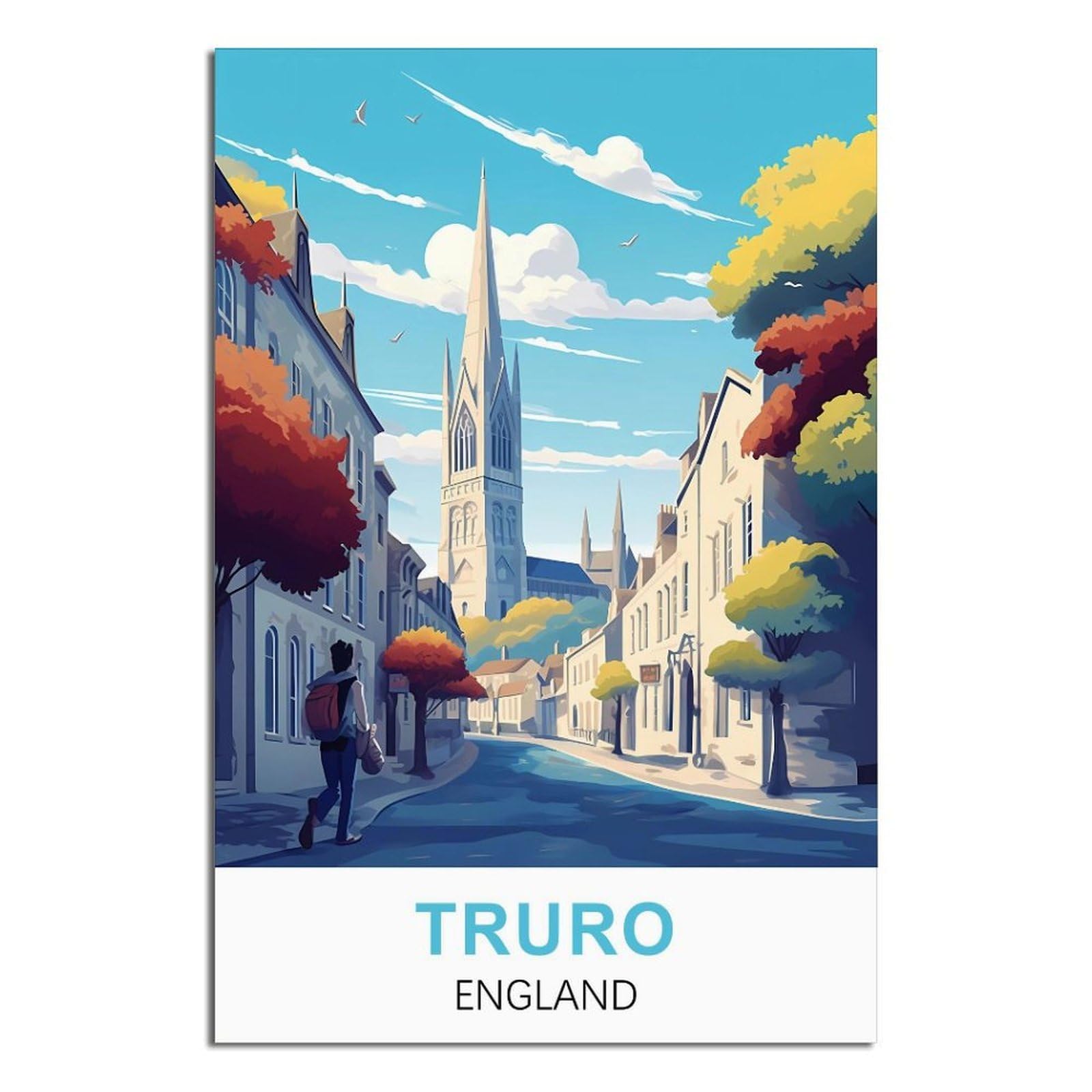 Ipuzou Unframe-Style Truro England Vintage Travel Poster 12X18inch(30X45cm) Canvas Wall Decor, Wall Art Posters Prints Paintings Pictures For Living Room