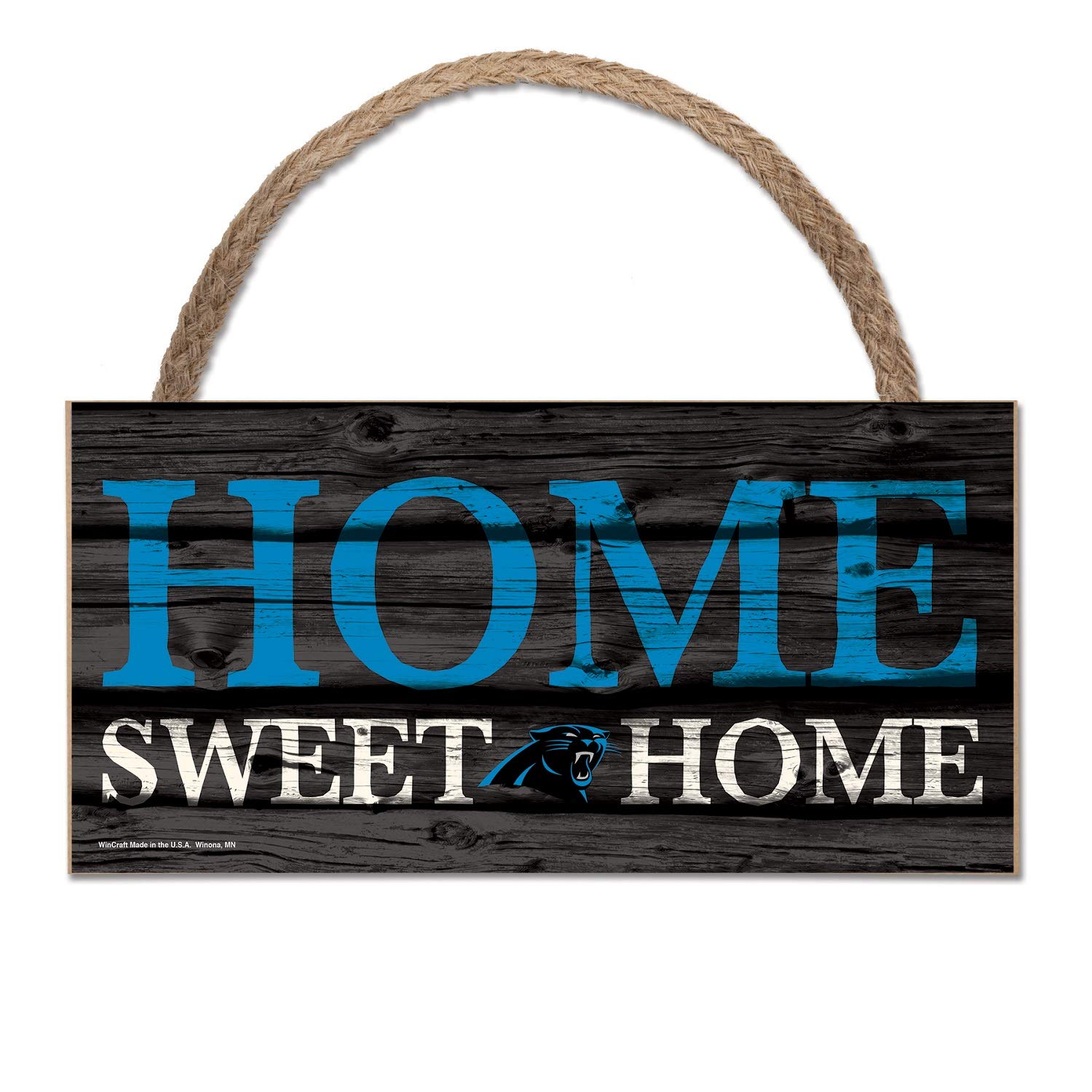Wincraft NFL Carolina Panthers Targa in legno legno legno Slogan Home Sweet Home