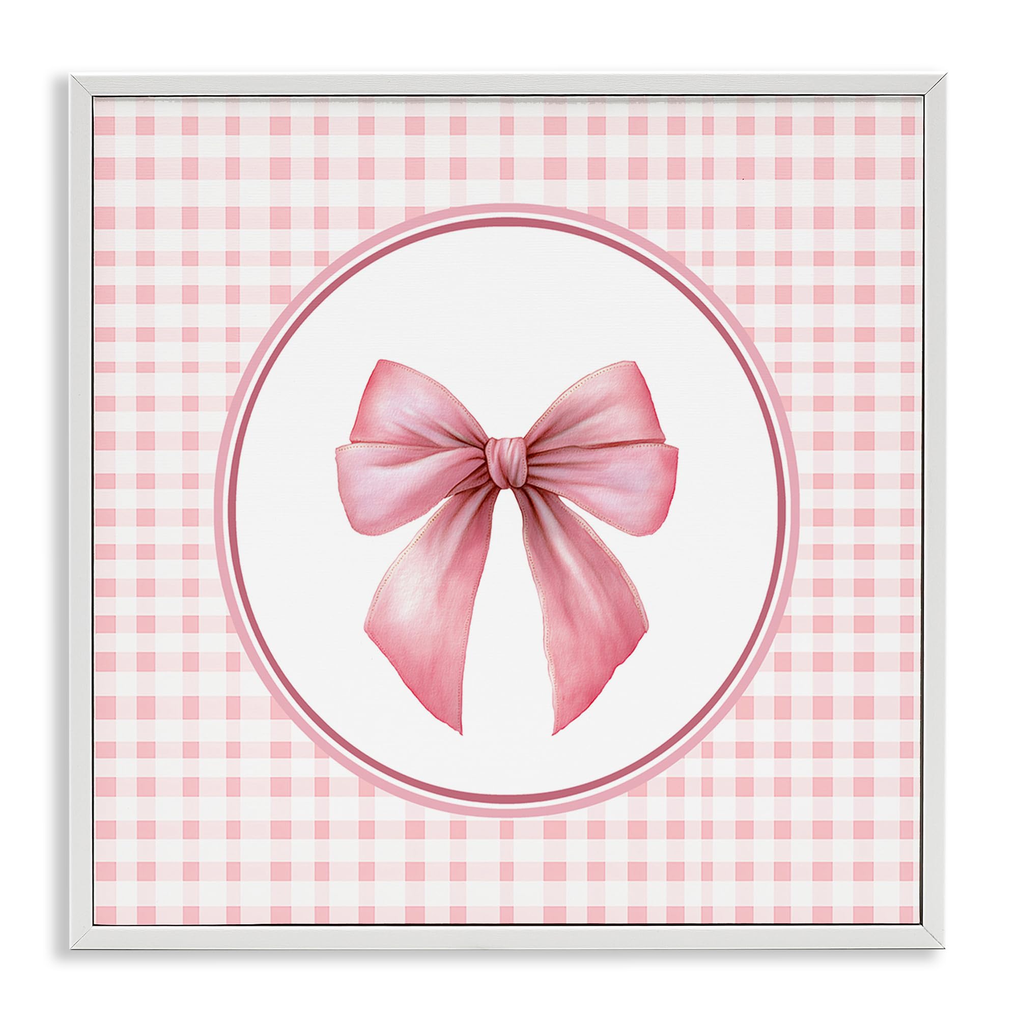 'Pink Bow with Circular Gingham'| Framed Giclee Art