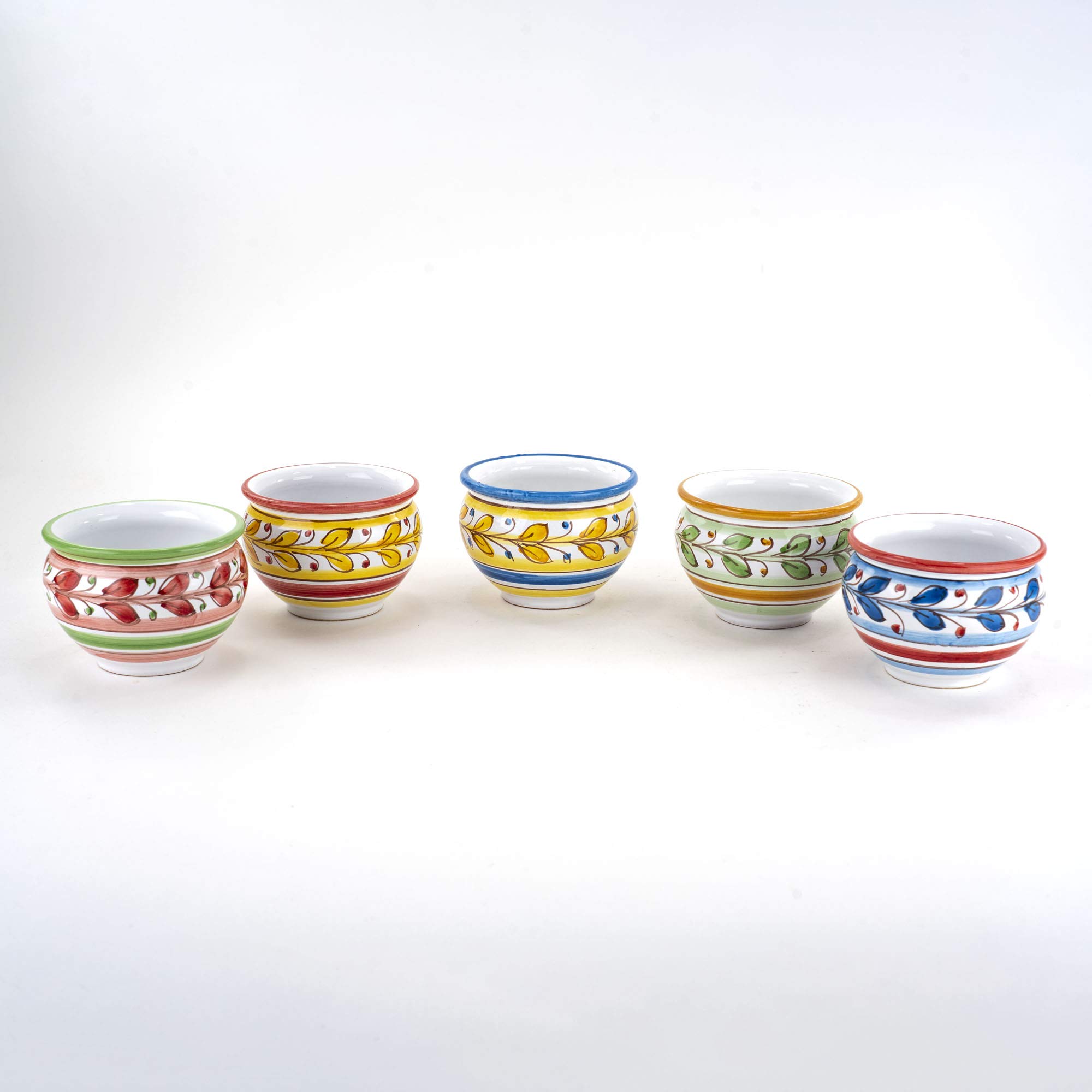 CEAR ceramiche - Set 5 vasetti siciliani in Ceramica di Caltagirone Fatto a Mano
