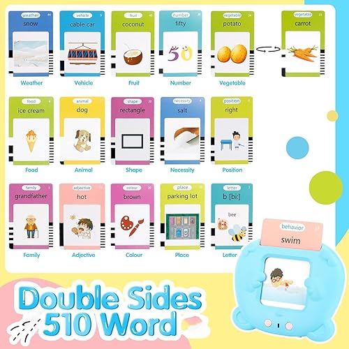 Miniatura 5 de Tarjetas flash parlantes del alfabeto, 510 palabras, máquina de lectura educativa para bebés, terapia del habla, autismo, juguetes interactivos para