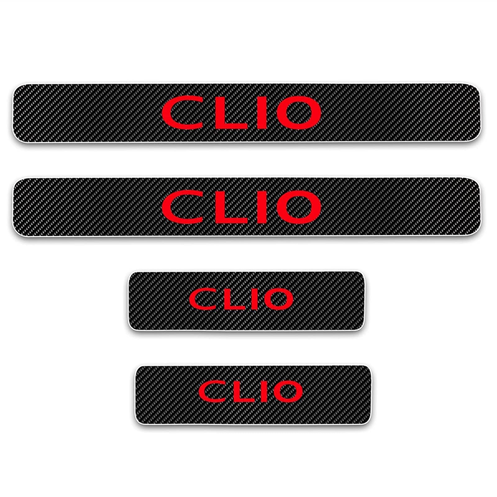 Klhywen Red Car Door Sill Protector For Ren-Ault Clio 4Pcs Car Door Sill Scuff Plate Carbon Fiber Stickers Accessories,