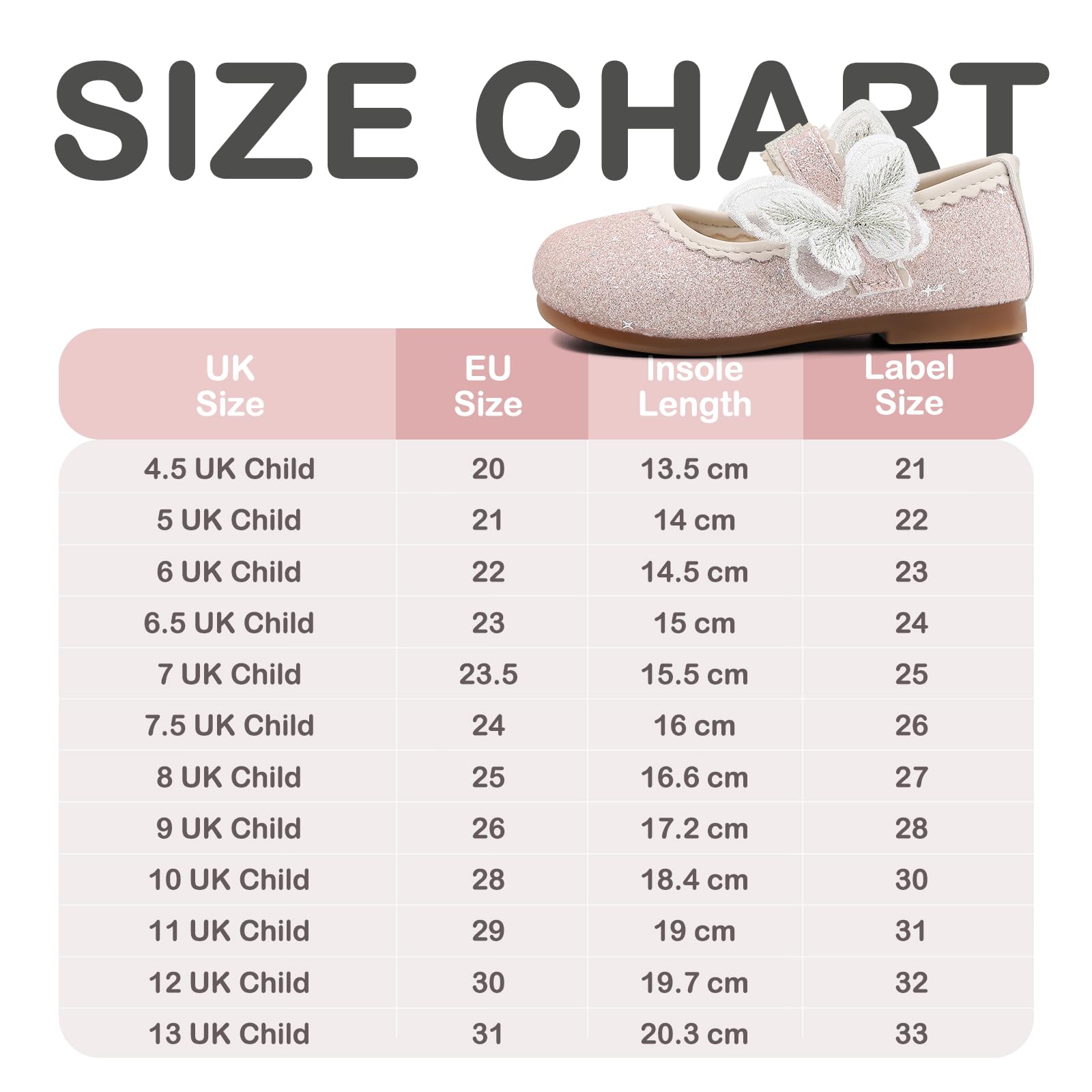 MK MATT KEELY Ballerines Fille Chaussure Princesse Glitter Enfant avec Papillon Chaussure Mary Jane Plates
