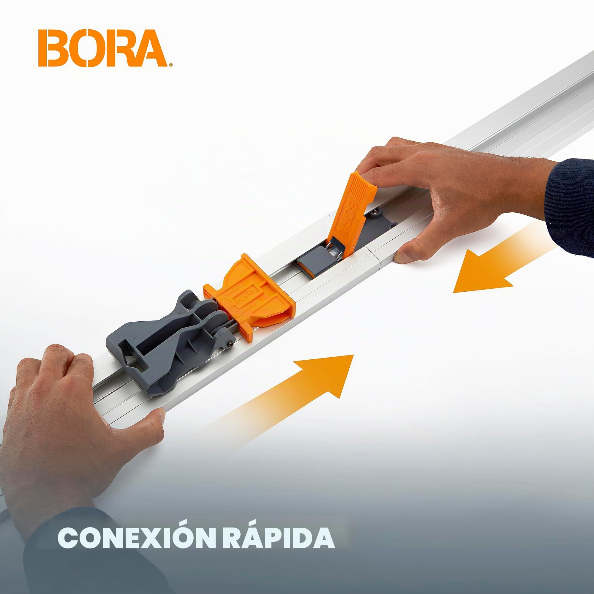 BORA Borde de abrazadera NGX de 2438 mm, cuenta con una nueva conexión rápida para una sujeción más rápida, guía de corte recto para sierras circulares, longitud de corte de 96 pulgadas, 546100