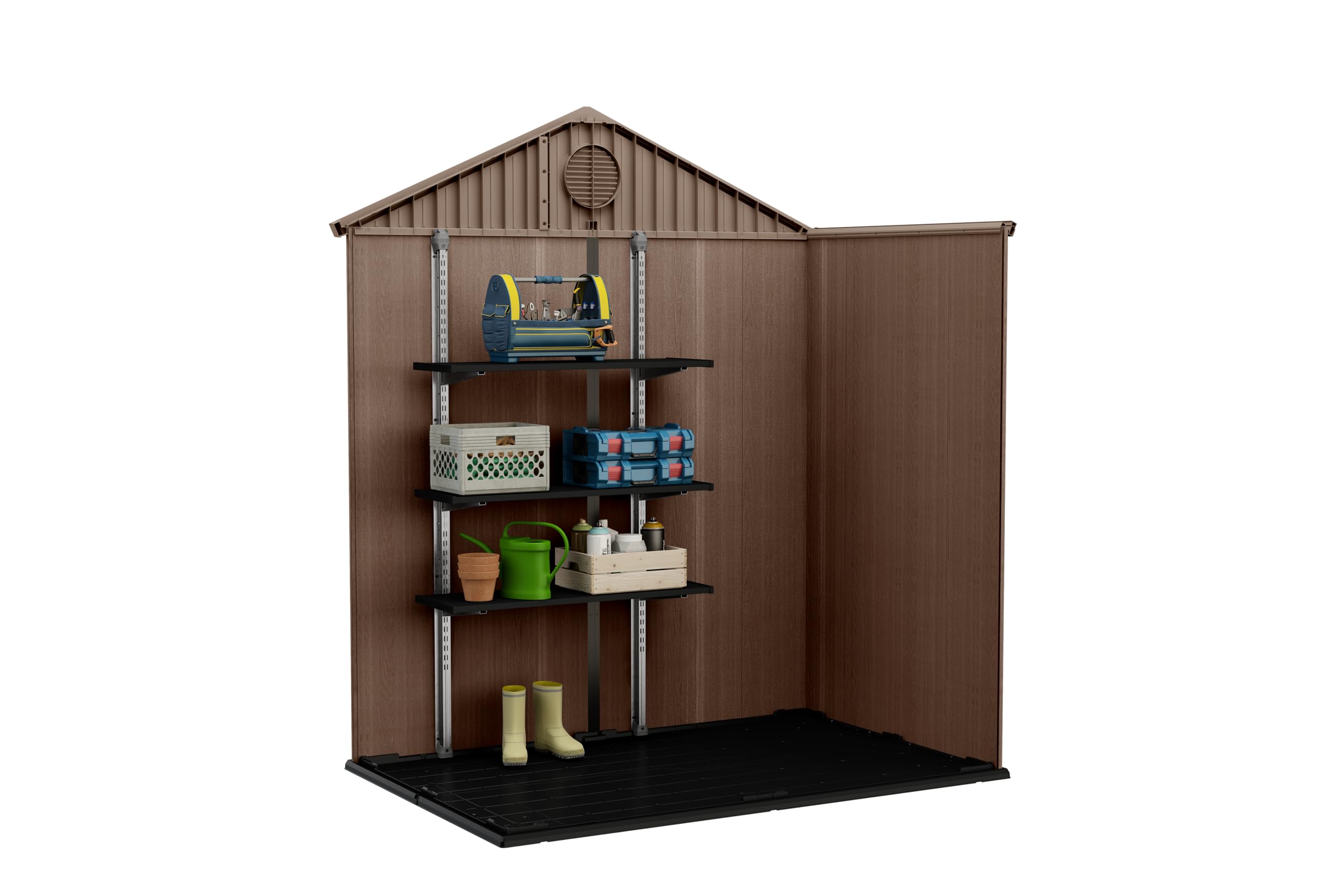 Keter Darwin 6 x 4 Gartenhaus, Holzoptik, Braun, 190 x 122 x 221 H cm