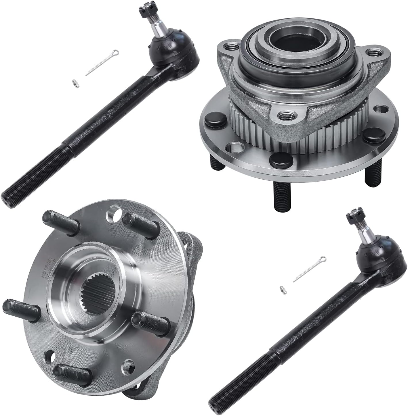 Detroit Axle - Front Wheel Hub and Bearing Assembly and Outer Tie Rods Replacement for GMC Jimmy Sonoma Typhoon Chevy S10 Blazer Olds Bravada- 4pc Set