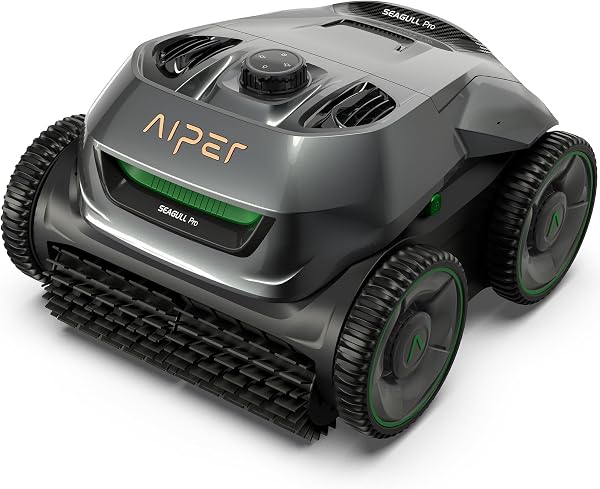 AIPER Cordless Robotic Pool Cleaner, WavePath Navigation, Wall-Climbing, Quad-Motor, 150 mins Runtime for Inground Pools