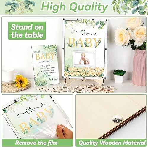 Miniatura 2 de 64 piezas de libro de invitados de baby shower con vegetación alternativa para 60 invitados, regalos de baby shower, libro de visitas, decoración de