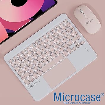 Microcase Tablet ve Telefonlar için Bluetooth Touchpad Klavye ve Mouse Set - AL3560 (Pembe)