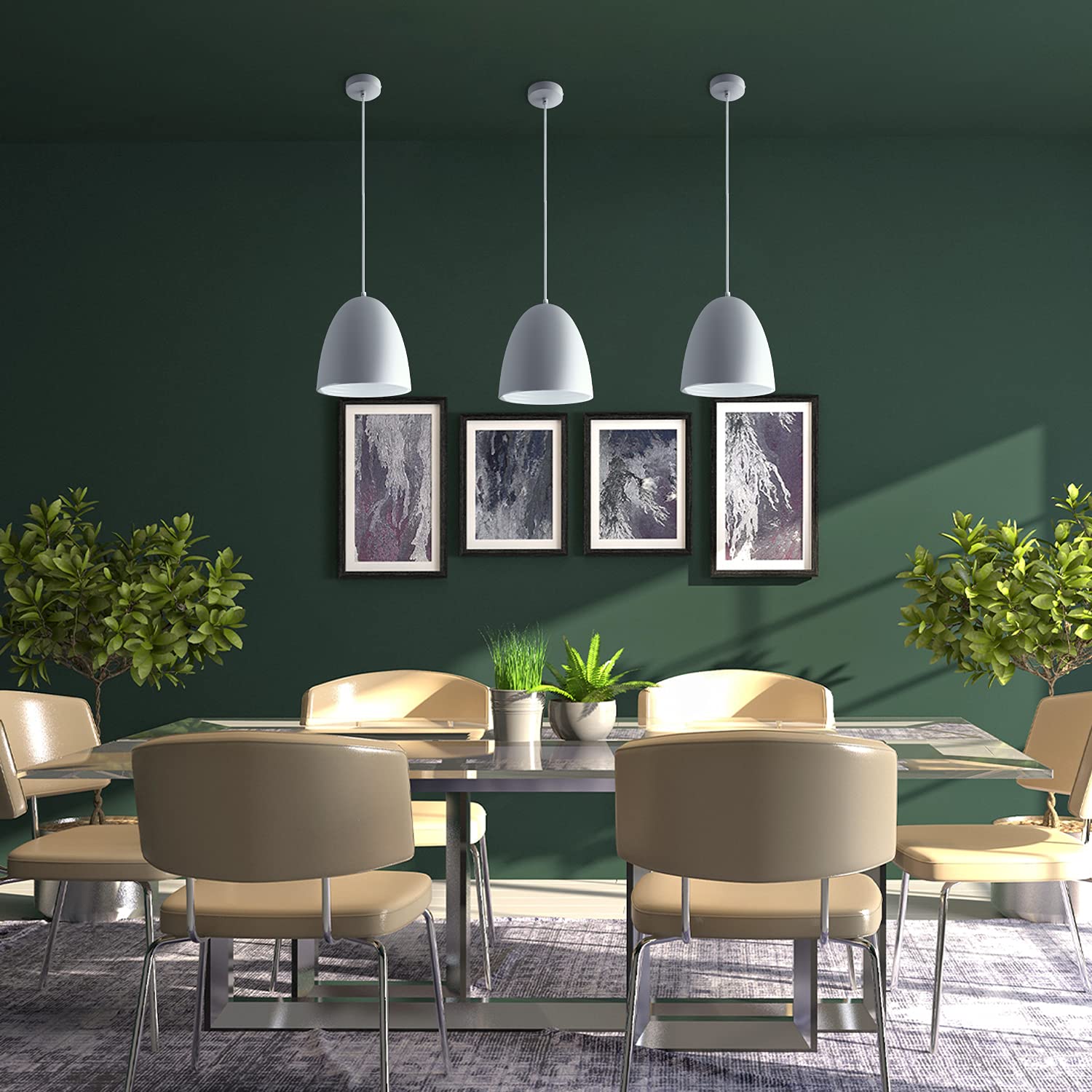 Paco Home Pendelleuchte Küchenlampe Hängelampe Esszimmer Esstischlampe Innen Gold Oder Weiß 1,5m Textilkabel Kürzbar E27, Leuchtmittel: ohne Leuchtmittel, Farbe: Weiß-Weiß