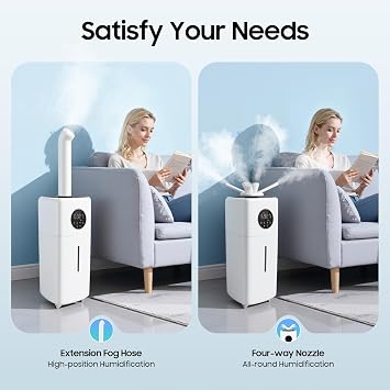 Commercial Humidifier 5.5 Gallon, Industrial Air Vaporizer 2000ml/H Cool Mist Output, UV Sterilization, Intelligent Humidity Control, and Remote Control for Large Spaces