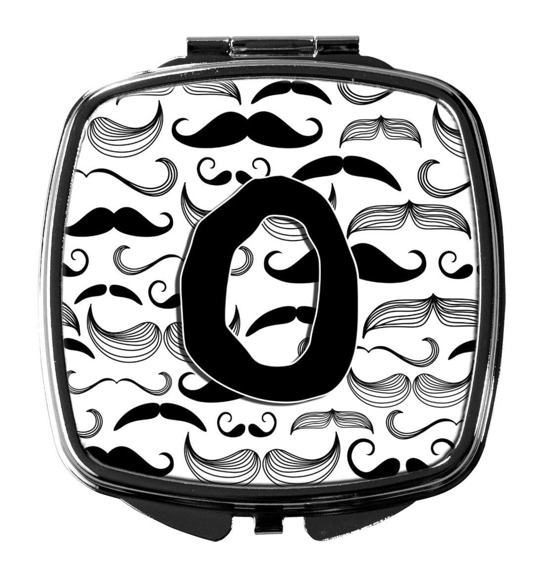 Caroline's Treasures CJ2009-OSCM Letter O Moustache Initial Compact Mirror Decorative Travel Makeup Mirror for Women Girls Gifts Pocket Makeup Mirror Folding Handheld