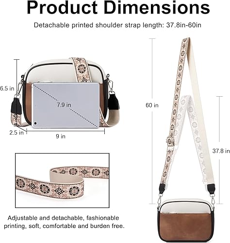 Miniatura 5 de CLUCI - Bolsas cruzadas para mujer, bolsas de hombro de cuero vegano, bolsas para mujer con correa ancha ajustable