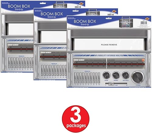 Miniatura 5 de Beistle 3 piezas temáticas de los años 80 Boom Box Decoraciones para suministros de fiesta de hip hop retro de los años 80, 25 x 37 pulgadas,