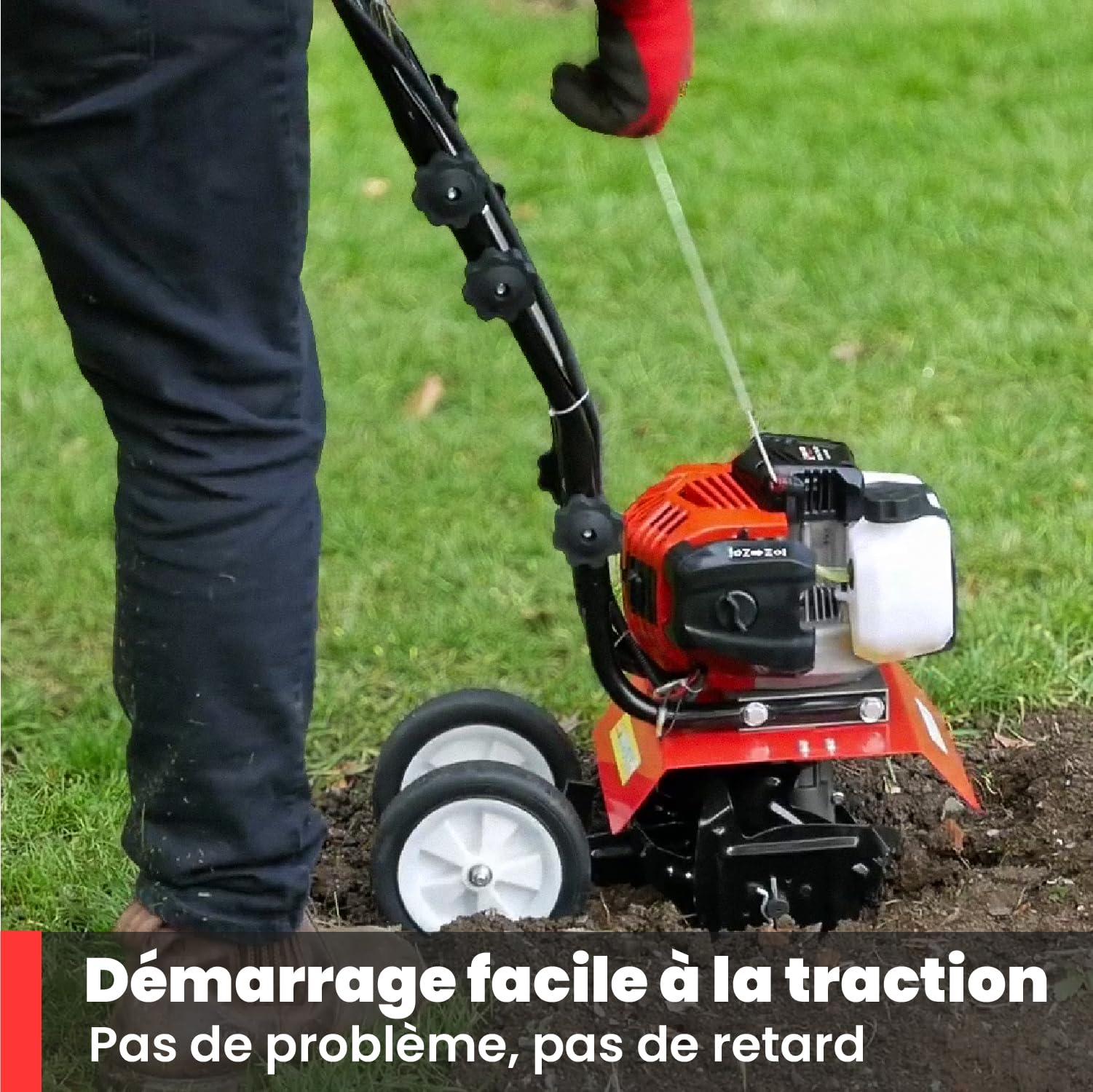 BU-KO 52CC Moteur de motoculteur à Essence de Jardin 3HP 2 Temps cultivateur de Sol à Gazon Rotovator Moteur léger Compact Puissant poignées sûres 1 Ans de Garantie