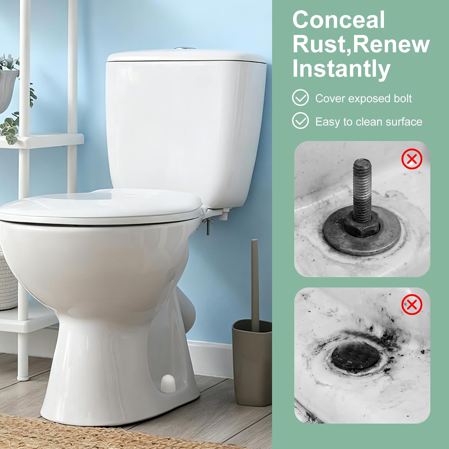 50 Packs Universal Toilet Bolt Caps – 1.43” x 1.44” Plastic Push-On Toilet Screw Covers with 50 Washers, White Round Washroom Bolt Covers for Easy Installation