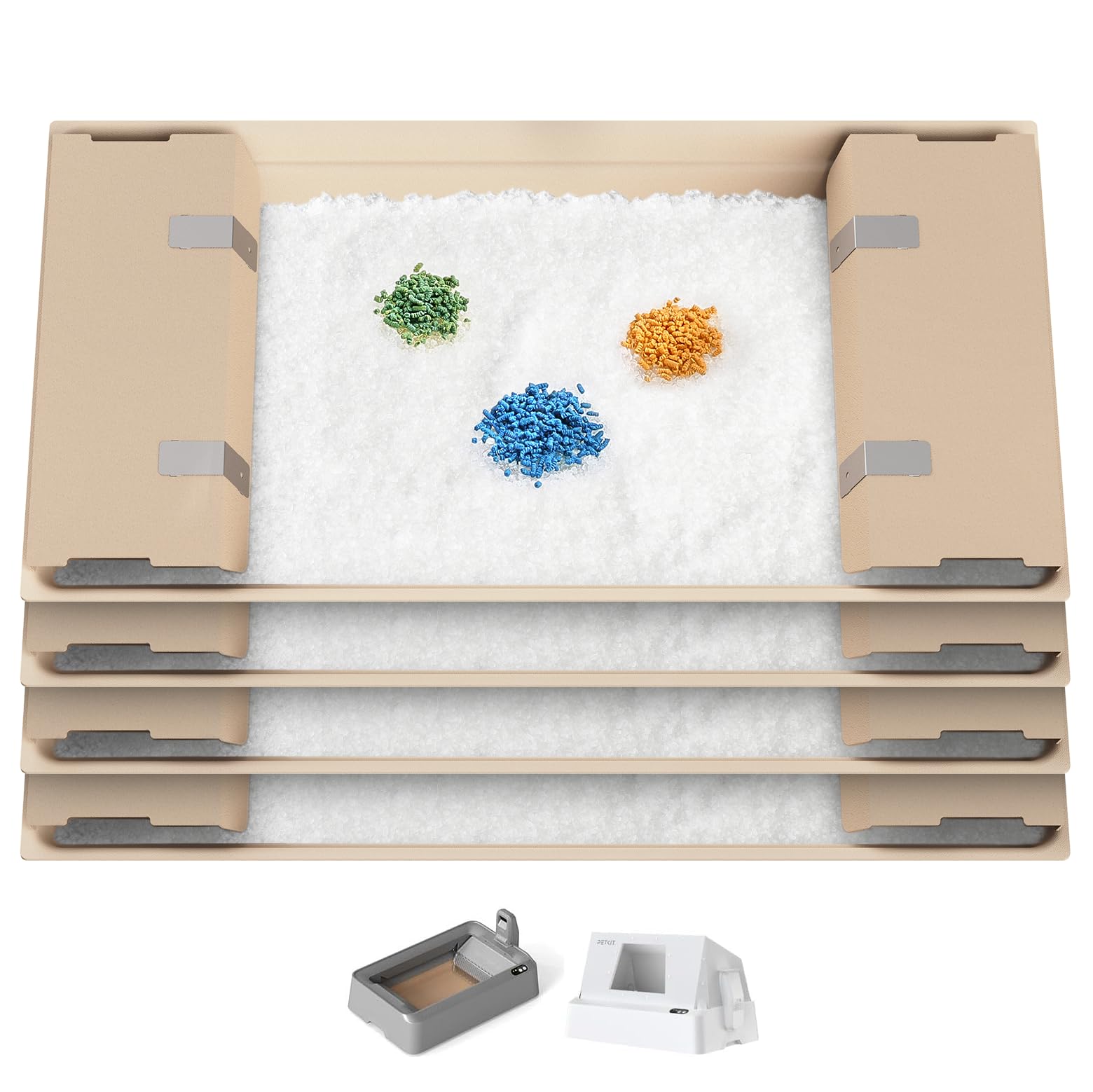 PETKIT Crystal Litter Tray for Urine Monitor, 4 Packs, pH Detection Litter for Cats, Compatible with Purobot Crystal Duo Self Cleaning Cat Litter Tray, Dust-Free, Mess-Free, Odour Control