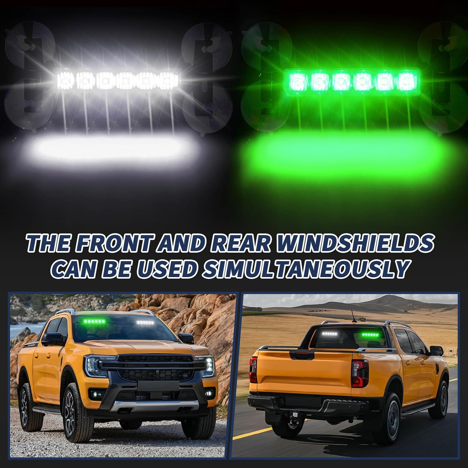 4X 6.1 inch Emergency Strobe Lights Green/White 24 LED Waterproof Hazard Warning Flashing Safety Dash Front/Rear/Side Windshield Lights for Volunteer Firefighter Vehicles POV Trucks