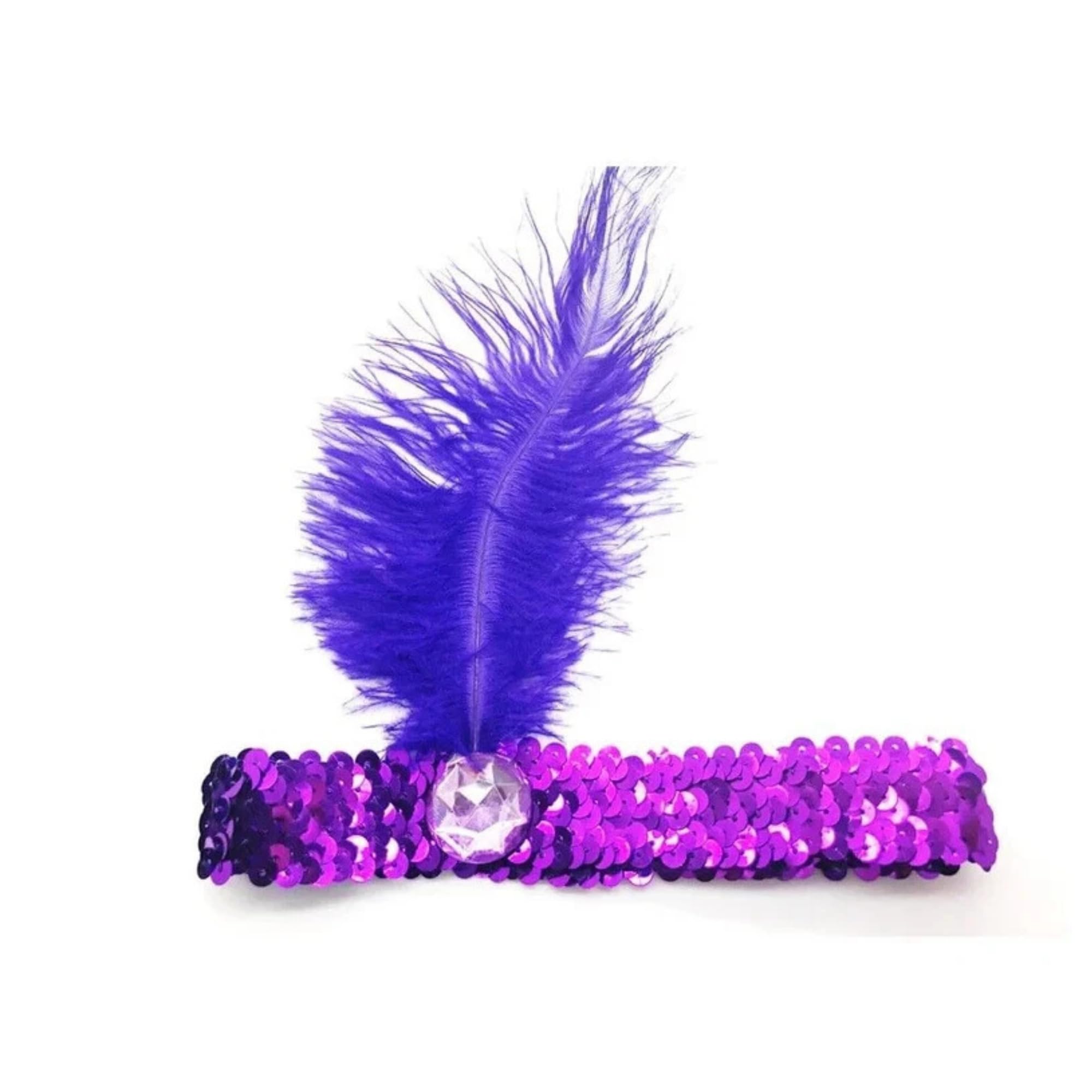 Mystic City 1920s Flapper Headband Feather Sequin Gatsby Charleston Fancy Dress Party Hair Accessory for Women Vintage Roaring Twenties Costume Headpiece (Purple)