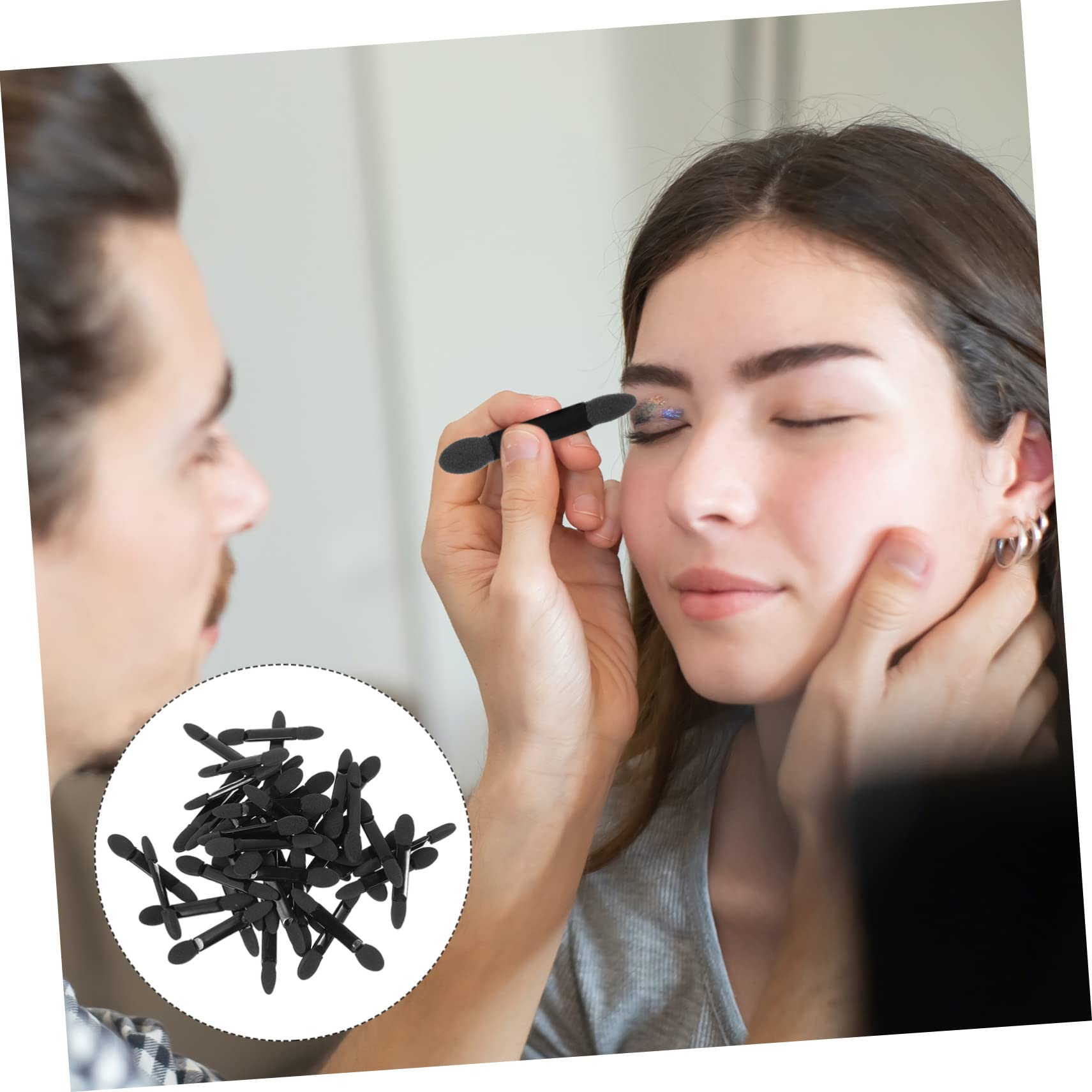 PartyKindom Professional Eye Shadow Applicators Foam Sponge Makeup Brush Kit Round Makeup Sponge for Women Travel-friendly