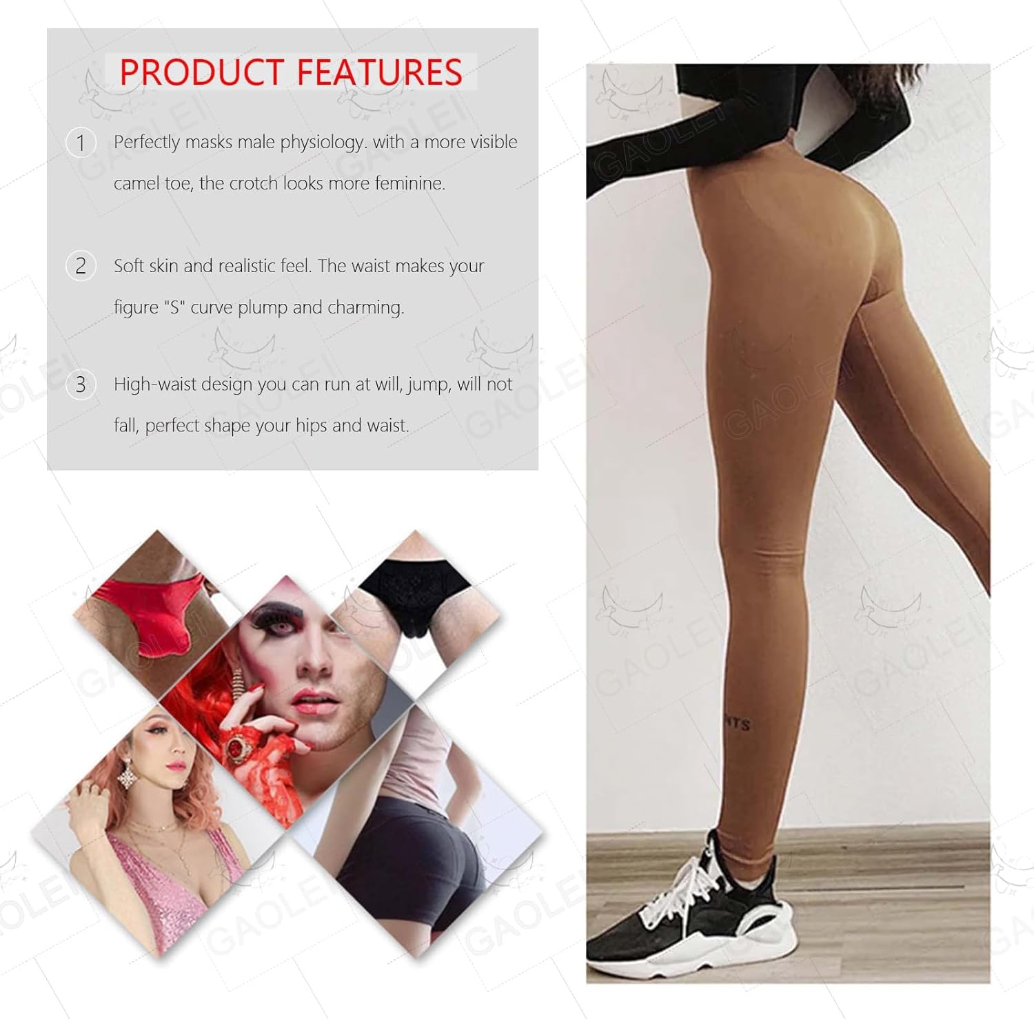 Realistic Silicone Pants Ankle Length Fake Vagina Trousers Buttock Enhancer Shaper Panty for Cosplay Transgender