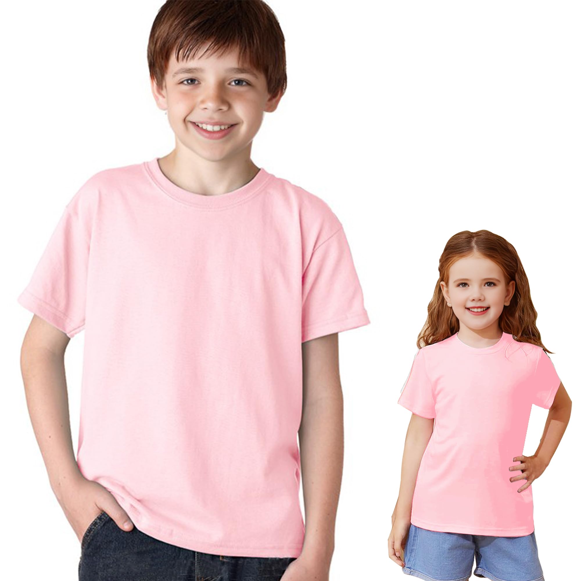 Vida Sol Camiseta Infantil 100% Algodón, 1 y 2 Unidades, Unisex, Manga Corta, Cuello Redondo, Suave y Transpirable, Diseño Básico y Cómodo, Ideal para Uso Diario, Tallas 1-15 Años, Colores Variados — view 14