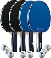 JP WinLook Ping Pong Paddle Set: 4 Pro Table Tennis Rackets, 8 Regulation Balls & Portable Case - Indoor/Outdoor for Beginners to Pros
