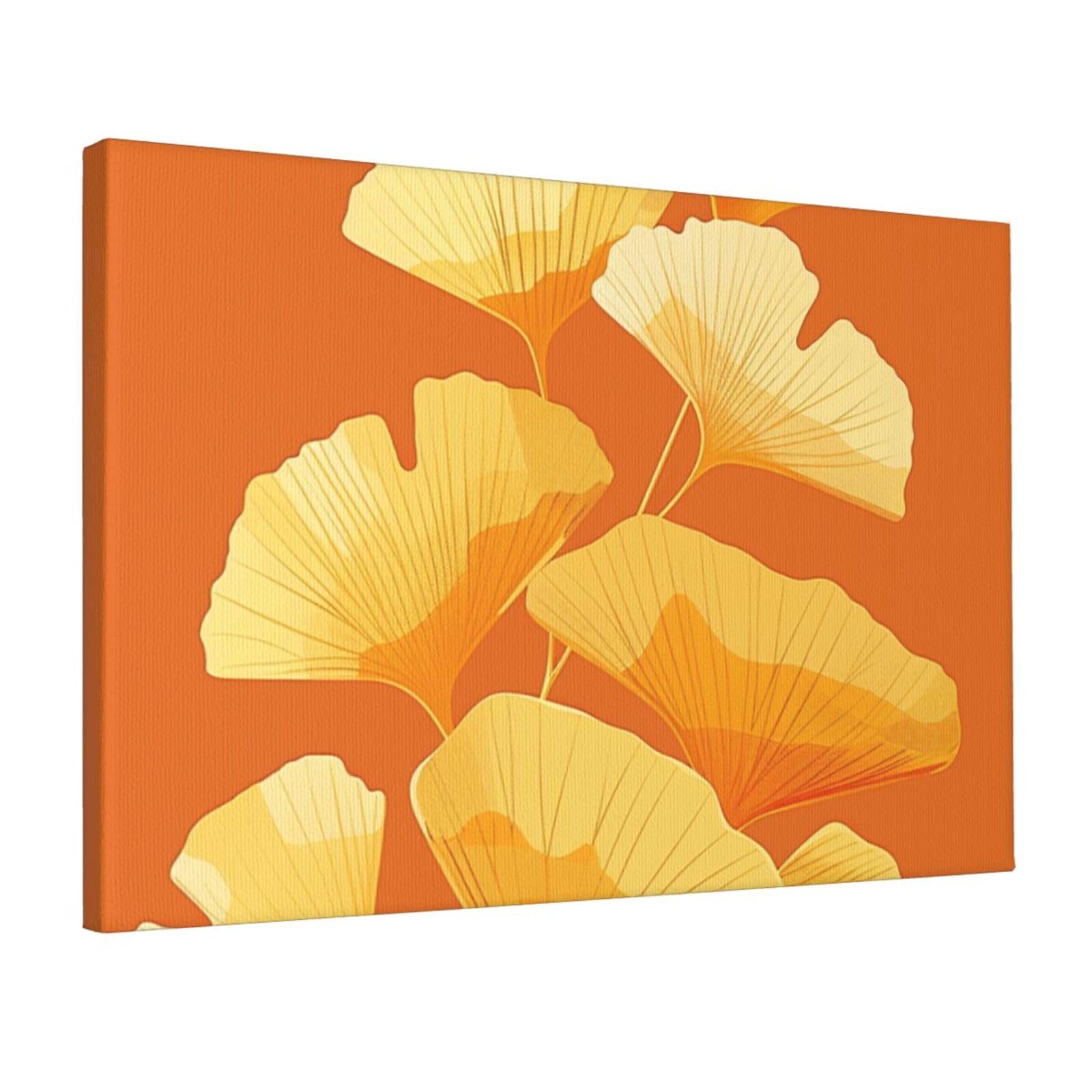 KLOPH Ginkgo Leaf Art Canvas Wall Art for Living Room 12"x18" Modern Artwork Painting for Bathroom Hanging Canvas Prints Aesthetic Wallart for Bedroom Kitchen Office Wall Decor