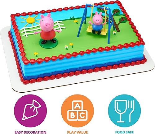 Vista 4 de DecoPac Peppa Pig en un Columpio Set para decorar pasteles con glaseado