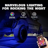 Vista 3 de Nilight Kit de Luces LED RGB Rock Lights de 8 Pods Underglow Neón Multicolor con Control de Aplicación Bluetooth Modo Música IP68 Exterior
