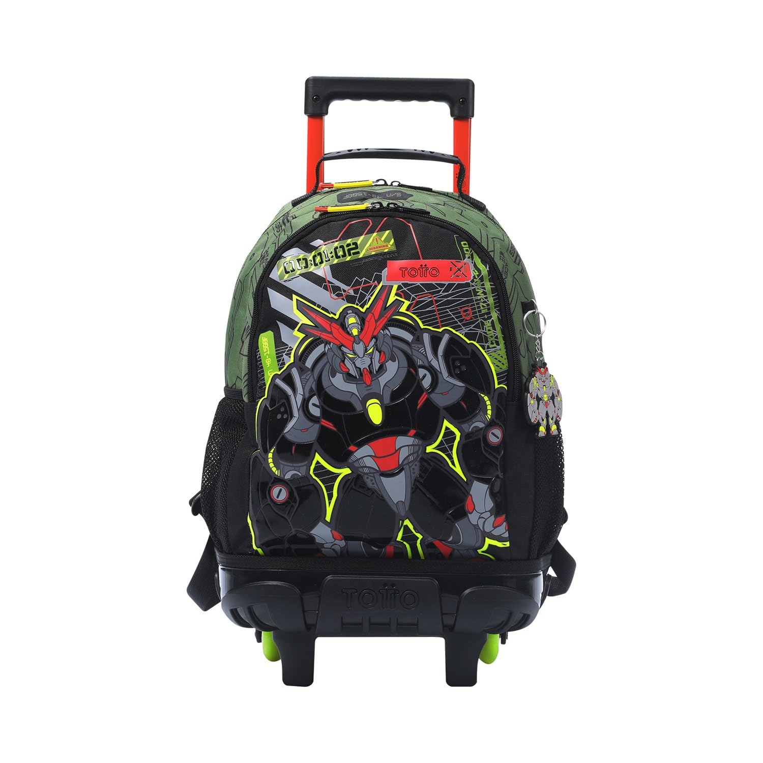 TOTTO Mochila Escolar con Ruedas, Modelo Argon M, Mochila Mediana, Capacidad 14 L, 2 Compartimentos, 2 Bolsillos para Botella, Protección contra Impactos, Cómodas Correas Ajustables, Color Verde