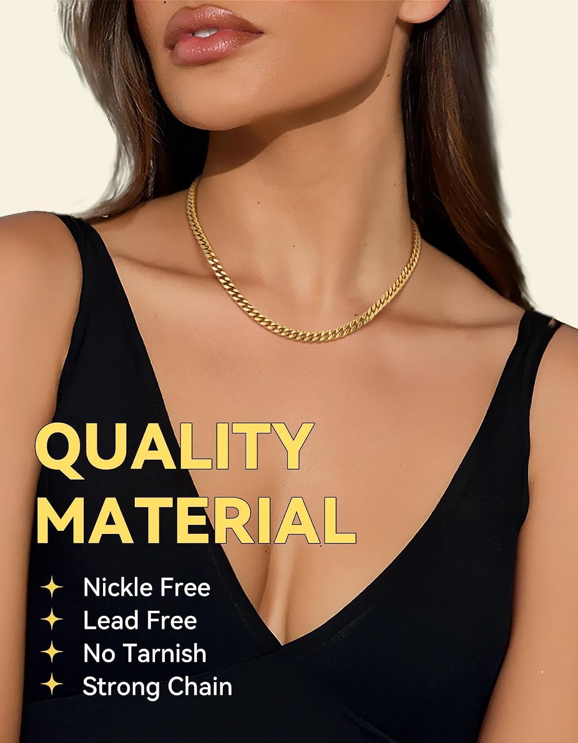ChainsHouse Cuban Link Chain for Women Chunky Gold Necklace Stainless Steel/Gold Plated Choker Necklaces for Women, 12/16/20 mm Width Thick Chain Choker Punk Hip-Hop Jewelry,18-20"