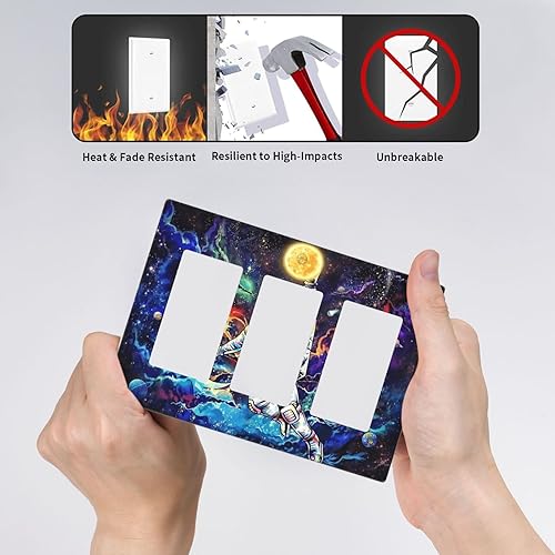 Miniatura 400 de Vista de ventana, isla tropical, playa, palmeras, cielo soleado, cubierta de interruptor de luz de palanca individual, placa decorativa de pared