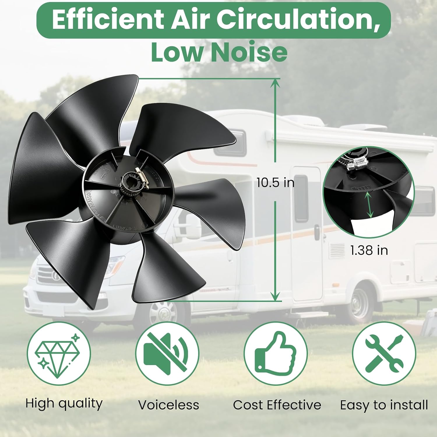 RV Air Conditioner Fan Blade | Replaces 3107914.008 .000, Fits Duo-Therm Heat Pump, 1/2" D-Shaped Shaft, High-Hardness Plastic, Quiet Operation, Durable
