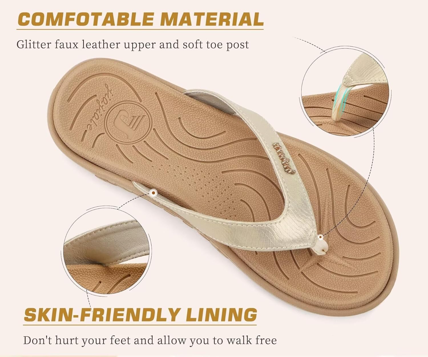 jiajiale Womens Fashion Orthotic Flip Flops Ladies Slip On Lightweight Comfortable Thick Cushion Yoga Mat Thong Sandals With Plantar Fasciitis Arch Support - Image 5
