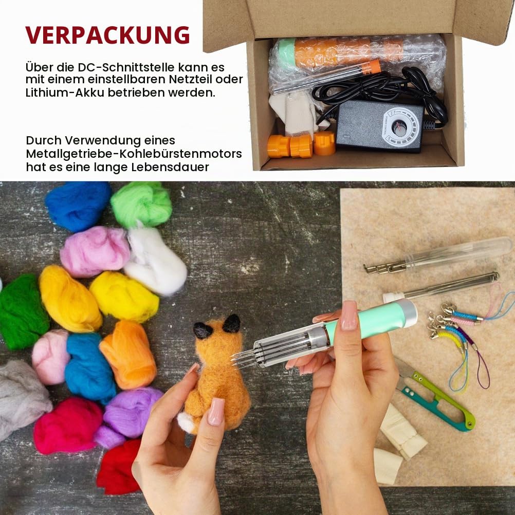 Elektrische Filznadelmaschine – Wollfilzwerkzeug/Filznadel für Wolle, 1–7 Nadeln mit Geschwindigkeitsregelung für Wollmalerei und Filzarbeiten,Grau