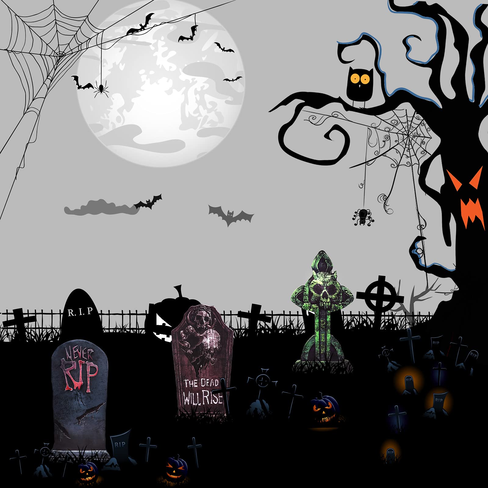 DEMESEX Halloween Grabsteine 6 Stück - Gruseldekoration Für Garten & Hof 43x27cm