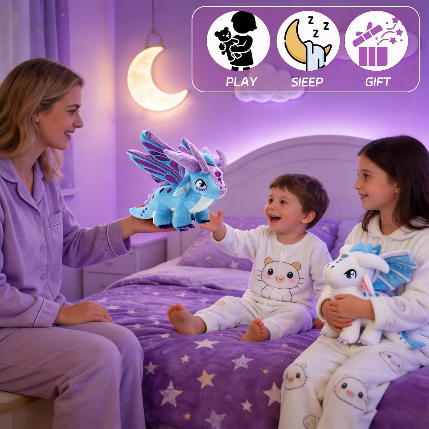 Pluszowe skrzydła smoka, skrzydła, smok, pluszowa poduszka, zabawka – pluszowy pterozaur Kawaii, miękki latający smok, poduszka do przytulania dla dzieci, chłopców, dziewcząt (na noc)