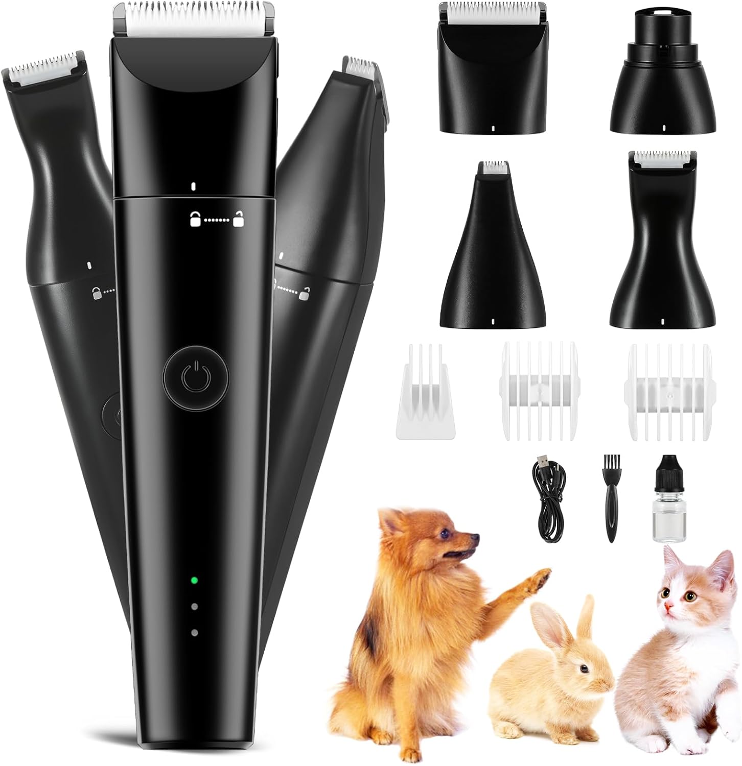 4 in 1 Dog Grooming Kit with USB-C Charging, Paw Trimmer for Small Dogs, Cats, Pet Hair Clippers Dog Nail Grinder, Cordless Hair Trimmer with 2 Speed Modes 4 in 1 Dog Grooming Kit with USB-C Charging, Paw Trimmer for Small Dogs, Cats, Pet Hair Clippers Dog Nail Grinder, Cordless Hair Trimmer with 2 Speed Modes