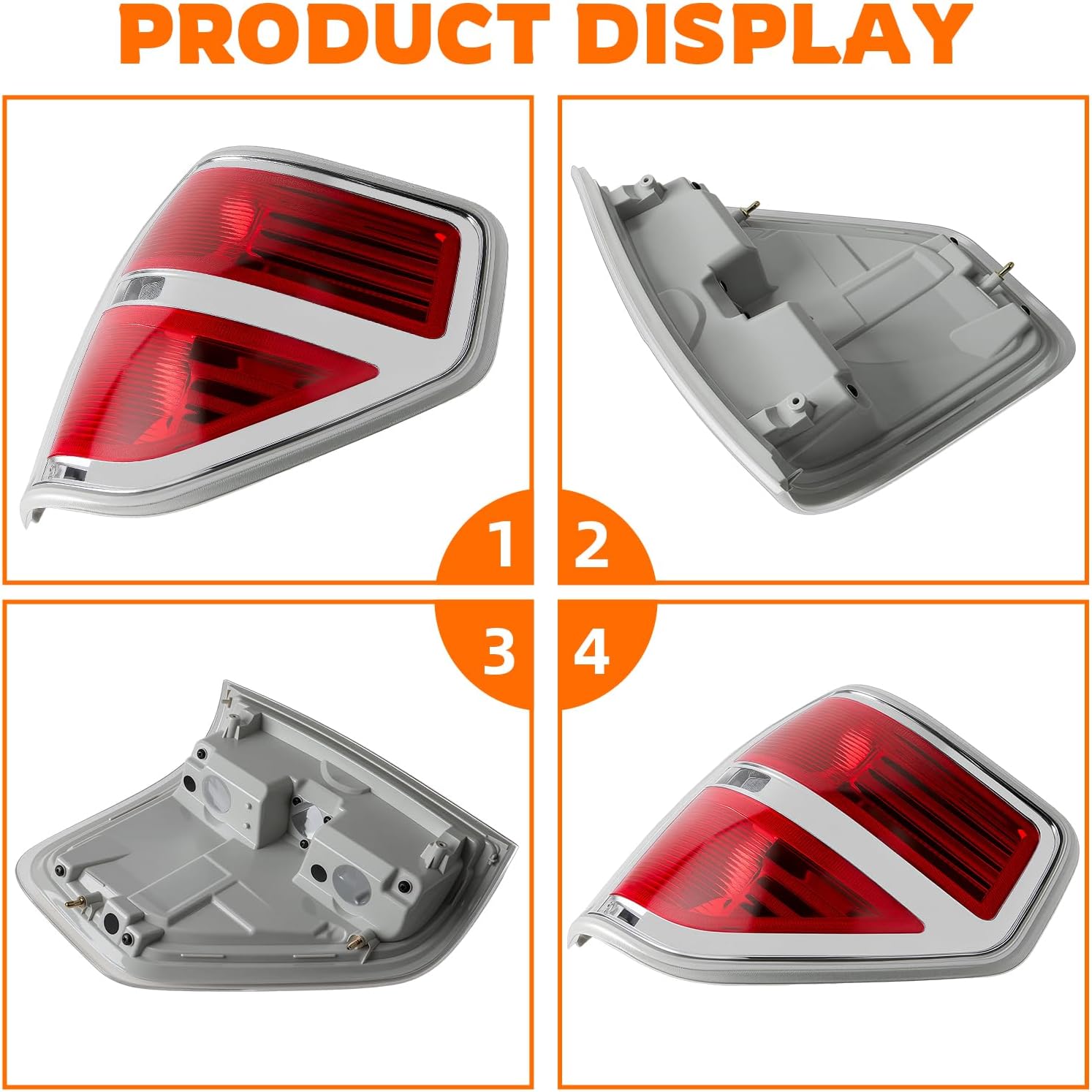 GoaMotors BL3Z13405AA Silver Rear Tail Lights Compatible with Ford F150 2009-2014 Brake Lamps Left and Right Side Replaces BL3Z13404AA FO2818148 FO2819148 FO2818150 BL3Z13405B BL3Z13404B