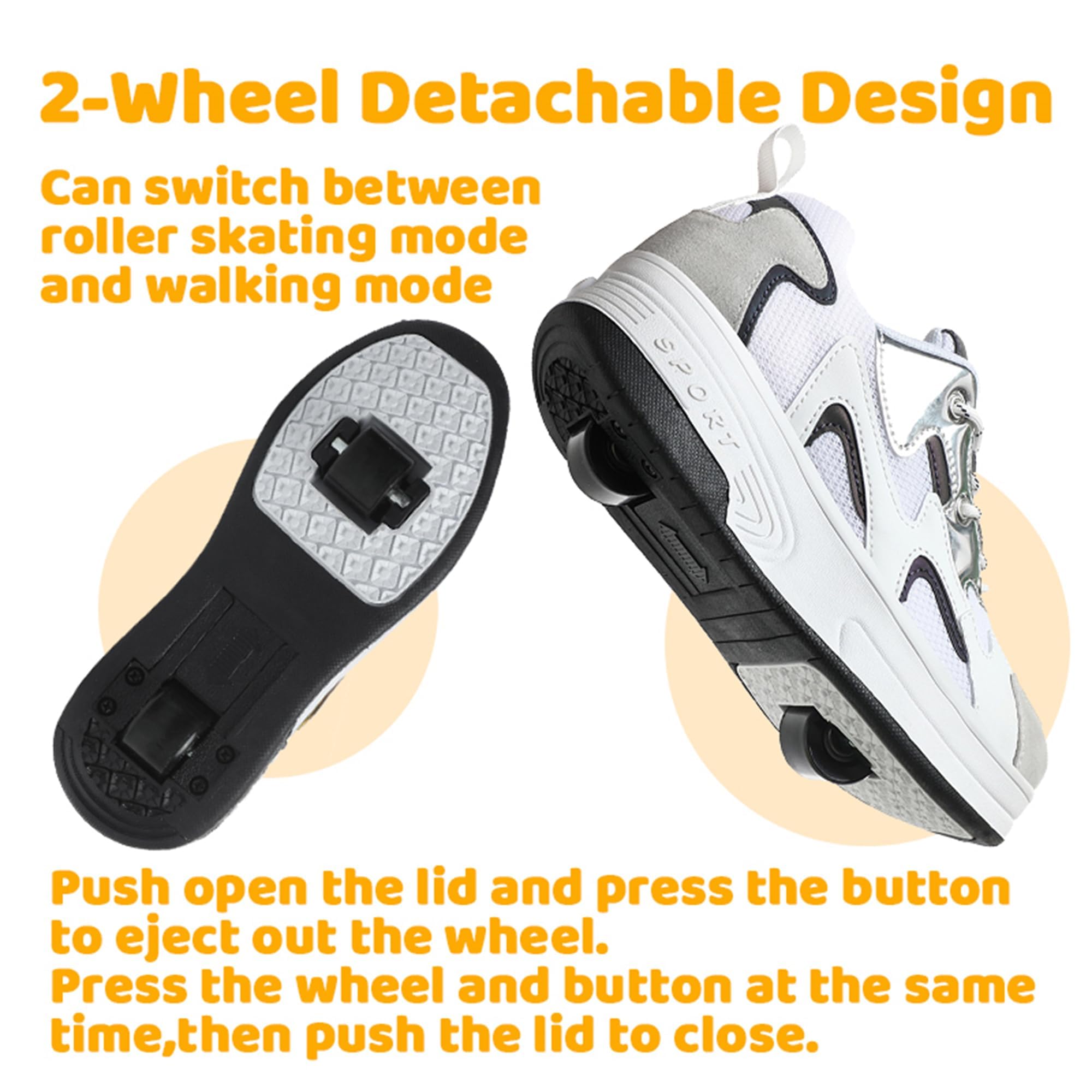 Wooowyet Zapatillas de patinaje con luces LED para niños y niñas, zapatillas de moda con ruedas, recargables por USB, gancho y bucle