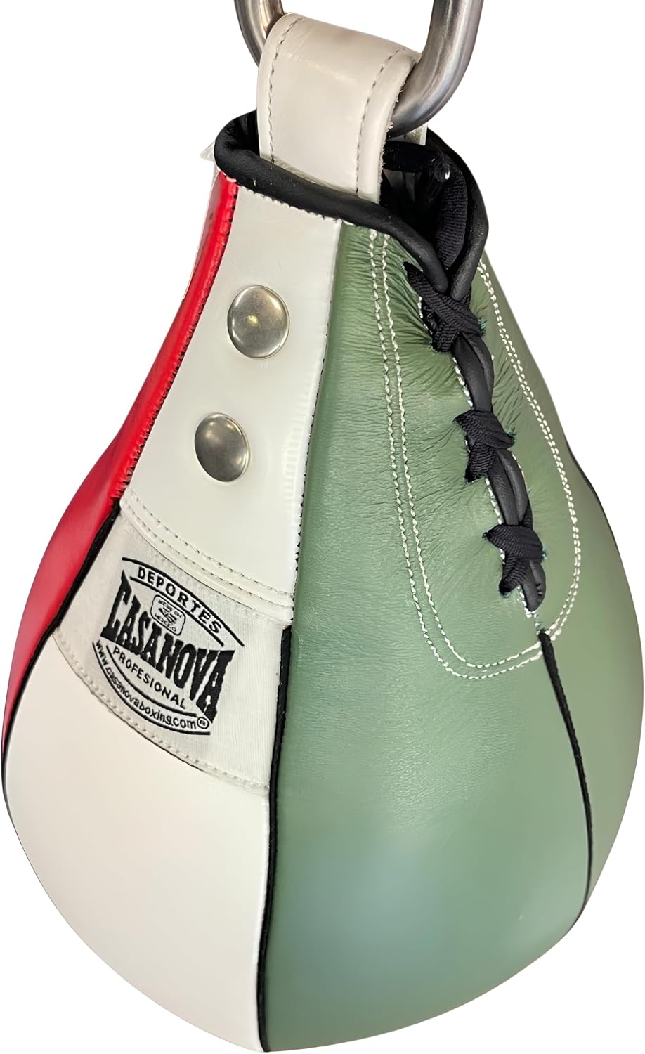 Casanova® Boxing Speed Bag Leather – Green, White & Red | Professional Speed Punching Bag for Boxing, MMA, Reflex & Coordination Training
